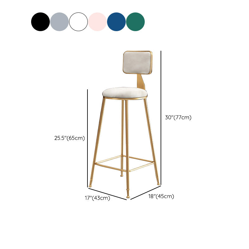 Glam Round Upholstered Counter Stool Low Back Stool with Gold Frame Clearhalo 'Bar Furniture' 'Bar Stools' 'bar_stools' 'furn' 'furn_bar_stools' 'Furniture' 'Kitchen & Dining Furniture' 6371726