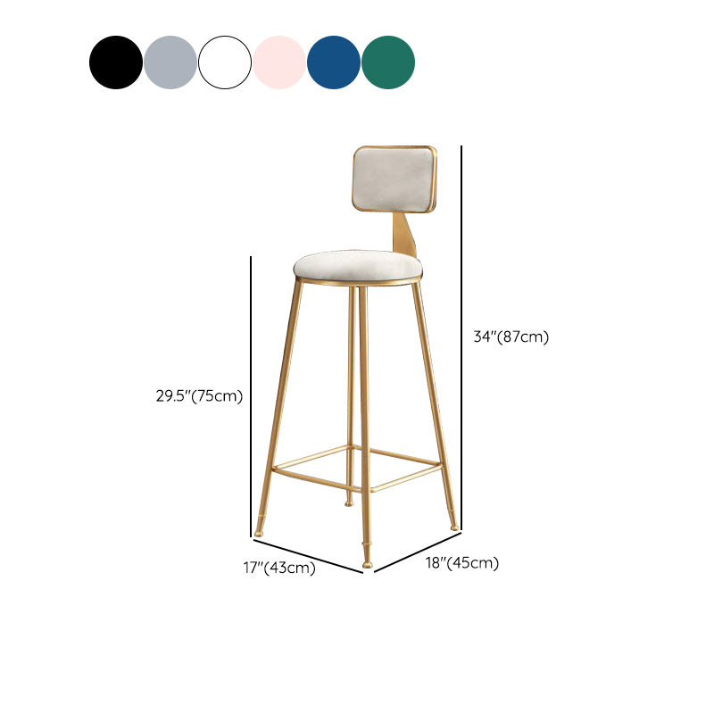 Glam Round Upholstered Counter Stool Low Back Stool with Gold Frame Clearhalo 'Bar Furniture' 'Bar Stools' 'bar_stools' 'furn' 'furn_bar_stools' 'Furniture' 'Kitchen & Dining Furniture' 6371727