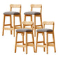 Taburete industrial de madera con altura de mostrador, taburete de bar sin brazos con cojín