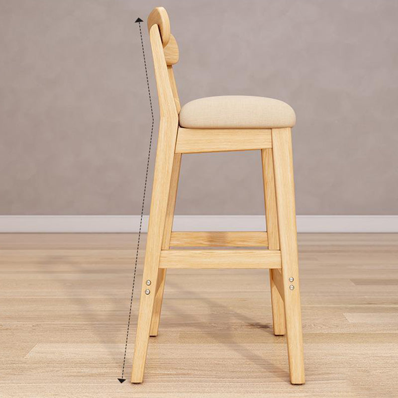 Taburete industrial de madera con altura de mostrador, taburete de bar sin brazos con cojín