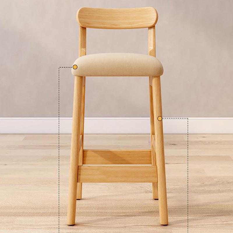 Taburete industrial de madera con altura de mostrador, taburete de bar sin brazos con cojín