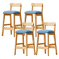 Taburete industrial de madera con altura de mostrador, taburete de bar sin brazos con cojín
