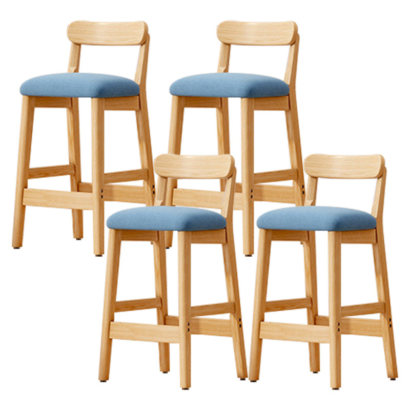 Taburete industrial de madera con altura de mostrador, taburete de bar sin brazos con cojín