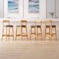 Taburete industrial de madera con altura de mostrador, taburete de bar sin brazos con cojín