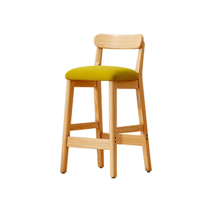 Taburete industrial de madera con altura de mostrador, taburete de bar sin brazos con cojín