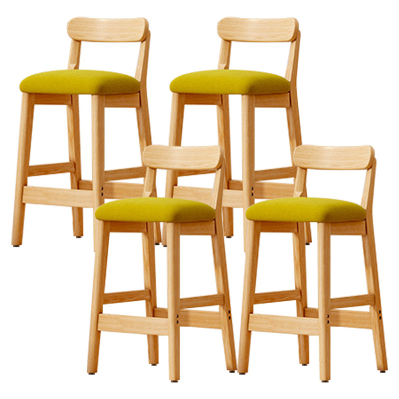 Taburete industrial de madera con altura de mostrador, taburete de bar sin brazos con cojín