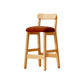 Taburete industrial de madera con altura de mostrador, taburete de bar sin brazos con cojín