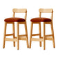 Taburete industrial de madera con altura de mostrador, taburete de bar sin brazos con cojín