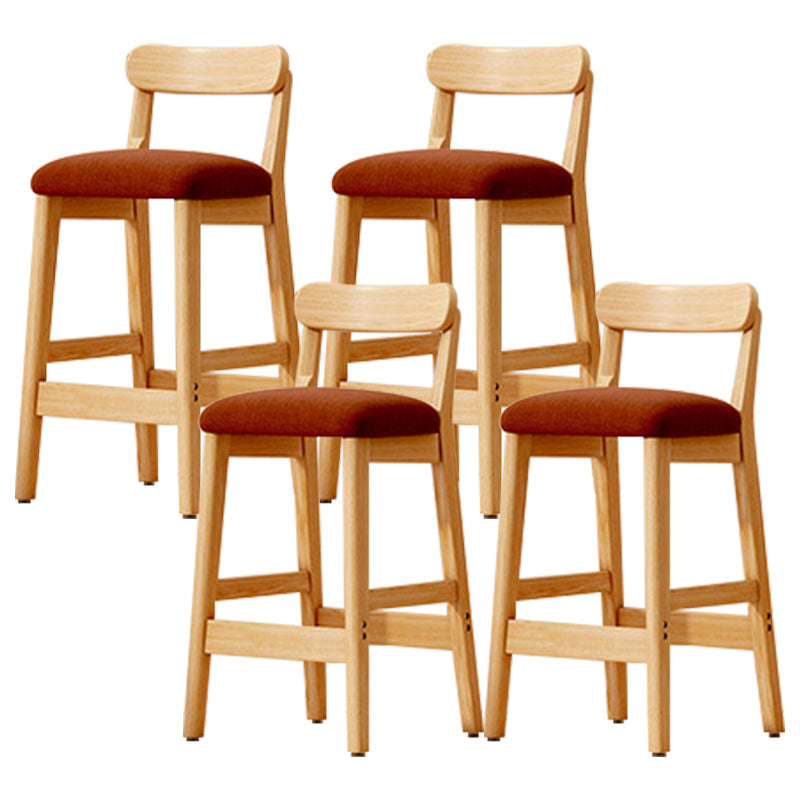 Taburete industrial de madera con altura de mostrador, taburete de bar sin brazos con cojín