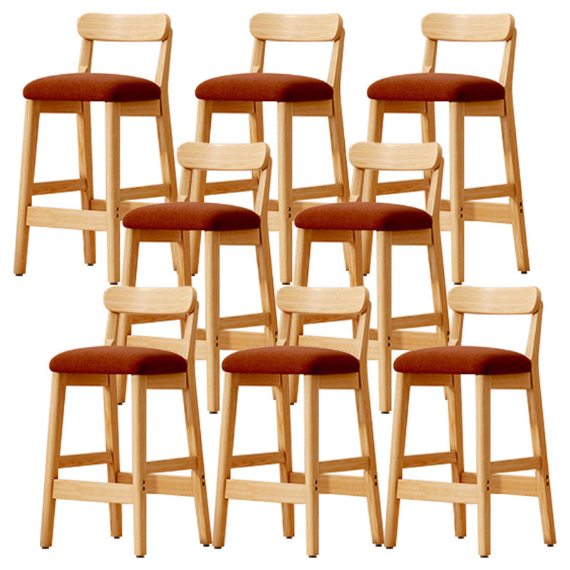 Taburete industrial de madera con altura de mostrador, taburete de bar sin brazos con cojín