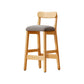 Taburete industrial de madera con altura de mostrador, taburete de bar sin brazos con cojín