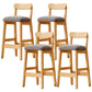 Taburete industrial de madera con altura de mostrador, taburete de bar sin brazos con cojín