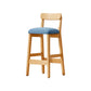 Taburete industrial de madera con altura de mostrador, taburete de bar sin brazos con cojín