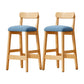 Taburete industrial de madera con altura de mostrador, taburete de bar sin brazos con cojín