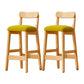 Taburete industrial de madera con altura de mostrador, taburete de bar sin brazos con cojín