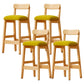 Taburete industrial de madera con altura de mostrador, taburete de bar sin brazos con cojín