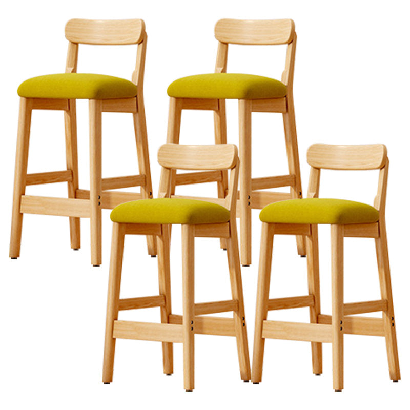 Taburete industrial de madera con altura de mostrador, taburete de bar sin brazos con cojín