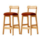 Taburete industrial de madera con altura de mostrador, taburete de bar sin brazos con cojín