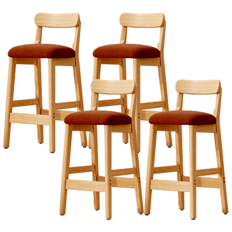 Taburete industrial de madera con altura de mostrador, taburete de bar sin brazos con cojín