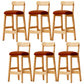 Taburete industrial de madera con altura de mostrador, taburete de bar sin brazos con cojín