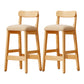 Taburete industrial de madera con altura de mostrador, taburete de bar sin brazos con cojín