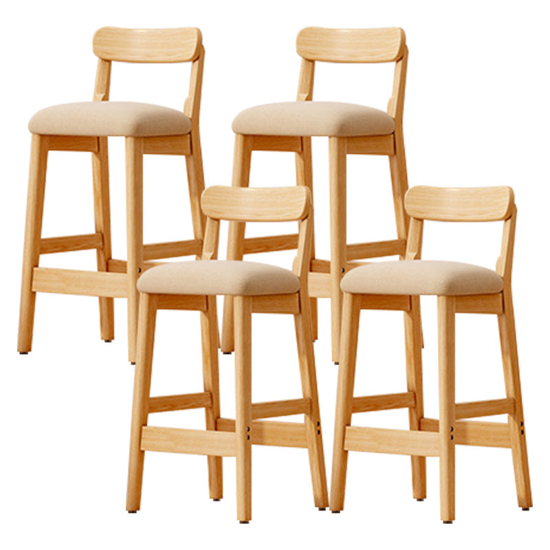 Taburete industrial de madera con altura de mostrador, taburete de bar sin brazos con cojín