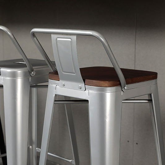 Sgabello da bar con bassa schiena quadrati in stile contemporaneo con gambe metalliche
