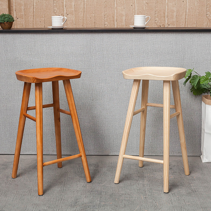 Industrial Solid Wood Counter Stool Saddle Seat Backless Bar Stool with Footrest Clearhalo 'Bar Furniture' 'Bar Stools' 'bar_stools' 'furn' 'furn_bar_stools' 'Furniture' 'Kitchen & Dining Furniture' 6372052