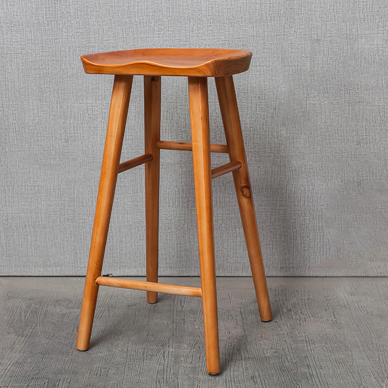 Industrial Solid Wood Counter Stool Saddle Seat Backless Bar Stool with Footrest Brown 1 Piece Clearhalo 'Bar Furniture' 'Bar Stools' 'bar_stools' 'furn' 'furn_bar_stools' 'Furniture' 'Kitchen & Dining Furniture' 6372053