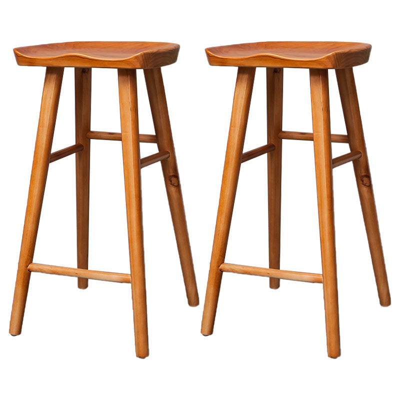 Industrial Solid Wood Counter Stool Saddle Seat Backless Bar Stool with Footrest Brown 2 Piece Set Clearhalo 'Bar Furniture' 'Bar Stools' 'bar_stools' 'furn' 'furn_bar_stools' 'Furniture' 'Kitchen & Dining Furniture' 6372054