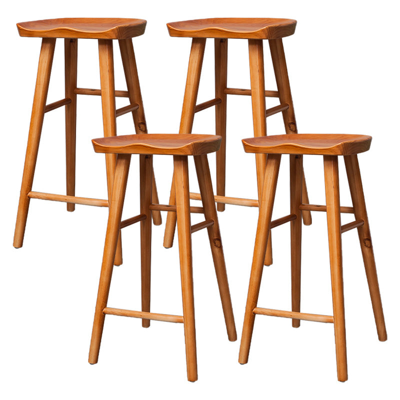 Industrial Solid Wood Counter Stool Saddle Seat Backless Bar Stool with Footrest Brown 4 Piece Set Clearhalo 'Bar Furniture' 'Bar Stools' 'bar_stools' 'furn' 'furn_bar_stools' 'Furniture' 'Kitchen & Dining Furniture' 6372056