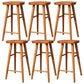 Industrial Solid Wood Counter Stool Saddle Seat Backless Bar Stool with Footrest Brown 6 Piece Set Clearhalo 'Bar Furniture' 'Bar Stools' 'bar_stools' 'furn' 'furn_bar_stools' 'Furniture' 'Kitchen & Dining Furniture' 6372059