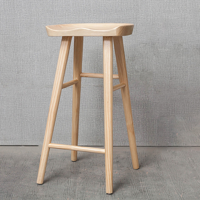 Industrial Solid Wood Counter Stool Saddle Seat Backless Bar Stool with Footrest Wood 1 Piece Clearhalo 'Bar Furniture' 'Bar Stools' 'bar_stools' 'furn' 'furn_bar_stools' 'Furniture' 'Kitchen & Dining Furniture' 6372062