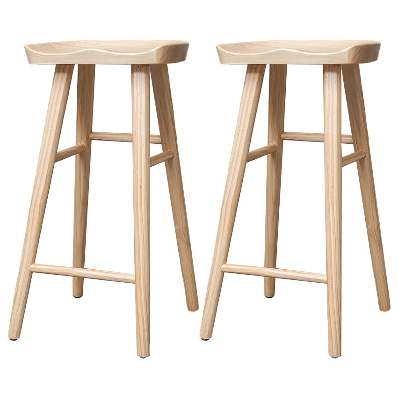 Industrial Solid Wood Counter Stool Saddle Seat Backless Bar Stool with Footrest Wood 2 Piece Set Clearhalo 'Bar Furniture' 'Bar Stools' 'bar_stools' 'furn' 'furn_bar_stools' 'Furniture' 'Kitchen & Dining Furniture' 6372064