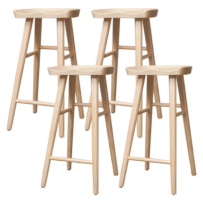 Industrial Solid Wood Counter Stool Saddle Seat Backless Bar Stool with Footrest Wood 4 Piece Set Clearhalo 'Bar Furniture' 'Bar Stools' 'bar_stools' 'furn' 'furn_bar_stools' 'Furniture' 'Kitchen & Dining Furniture' 6372066