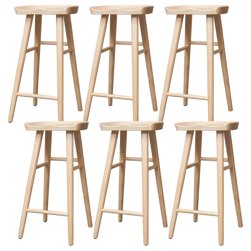 Industrial Solid Wood Counter Stool Saddle Seat Backless Bar Stool with Footrest Wood 6 Piece Set Clearhalo 'Bar Furniture' 'Bar Stools' 'bar_stools' 'furn' 'furn_bar_stools' 'Furniture' 'Kitchen & Dining Furniture' 6372068
