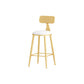 Glam Style Round Barstool Armless Low Back Bar Stool with Metal Base
