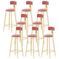Glam Style Round Barstool Armless Low Back Bar Stool with Metal Base