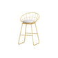 Glam Style Round Barstool Armless Low Back Bar Stool with Metal Base