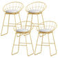 Glam Style Round Barstool Armless Low Back Bar Stool with Metal Base