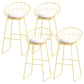 Glam Style Round Barstool Armless Low Back Bar Stool with Metal Base