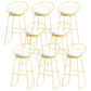 Glam Style Round Barstool Armless Low Back Bar Stool with Metal Base