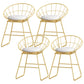 Glam Style Round Barstool Armless Low Back Bar Stool with Metal Base