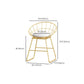 Glam Style Round Barstool Armless Low Back Bar Stool with Metal Base