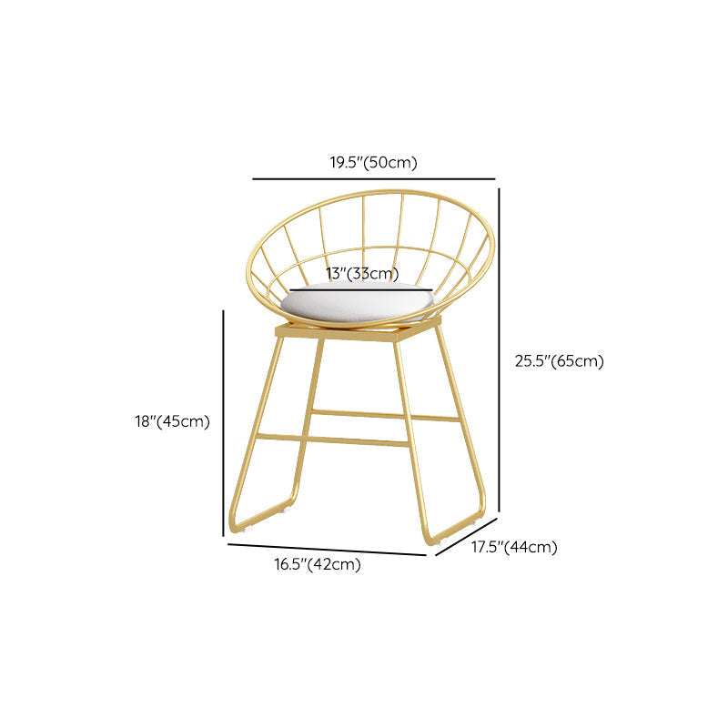 Glam Style Round Barstool Armless Low Back Bar Stool with Metal Base