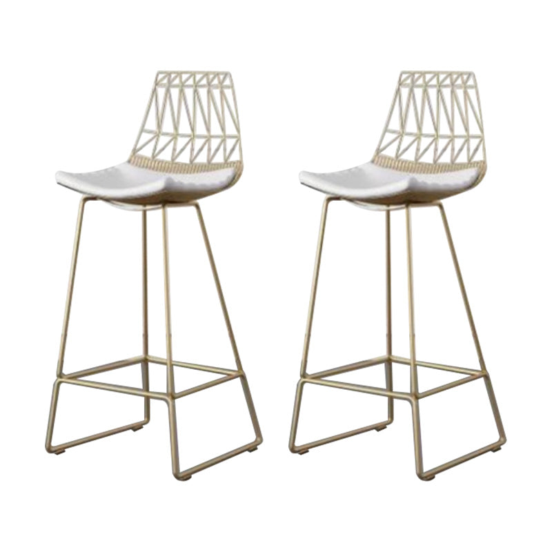 Contemporary Metal Counter Height Stools Bar Stool with Footrest White-Gold 2 Piece Set Clearhalo 'Bar Furniture' 'Bar Stools' 'bar_stools' 'furn' 'furn_bar_stools' 'Furniture' 'Kitchen & Dining Furniture' 6372122