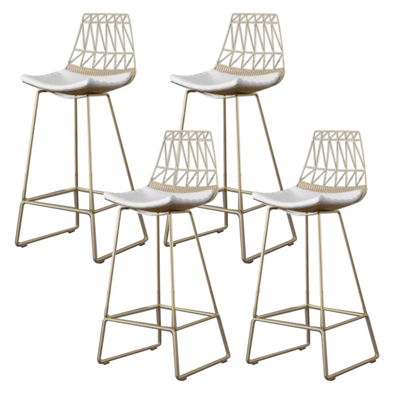 Contemporary Metal Counter Height Stools Bar Stool with Footrest White-Gold 4 Piece Set Clearhalo 'Bar Furniture' 'Bar Stools' 'bar_stools' 'furn' 'furn_bar_stools' 'Furniture' 'Kitchen & Dining Furniture' 6372124