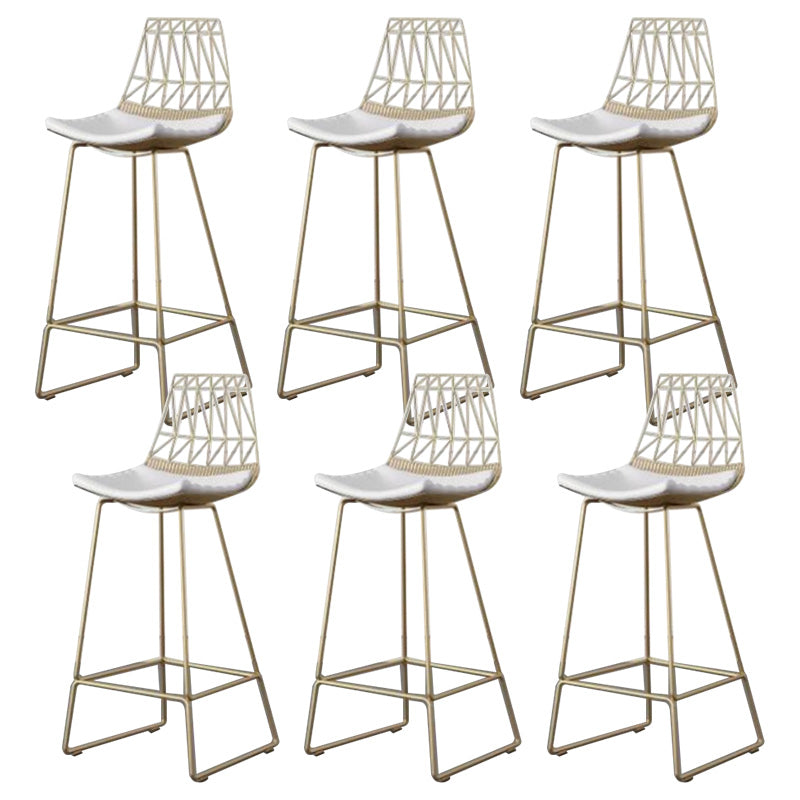 Contemporary Metal Counter Height Stools Bar Stool with Footrest White-Gold 6 Piece Set Clearhalo 'Bar Furniture' 'Bar Stools' 'bar_stools' 'furn' 'furn_bar_stools' 'Furniture' 'Kitchen & Dining Furniture' 6372127