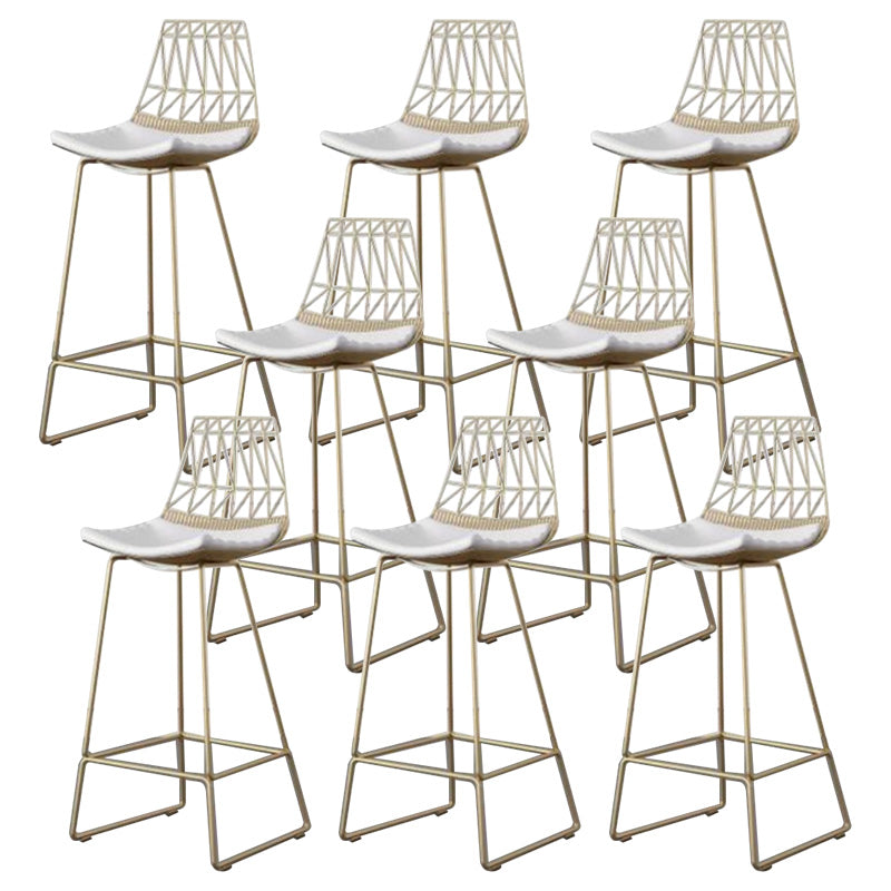 Contemporary Metal Counter Height Stools Bar Stool with Footrest White-Gold 8 Piece Set Clearhalo 'Bar Furniture' 'Bar Stools' 'bar_stools' 'furn' 'furn_bar_stools' 'Furniture' 'Kitchen & Dining Furniture' 6372129