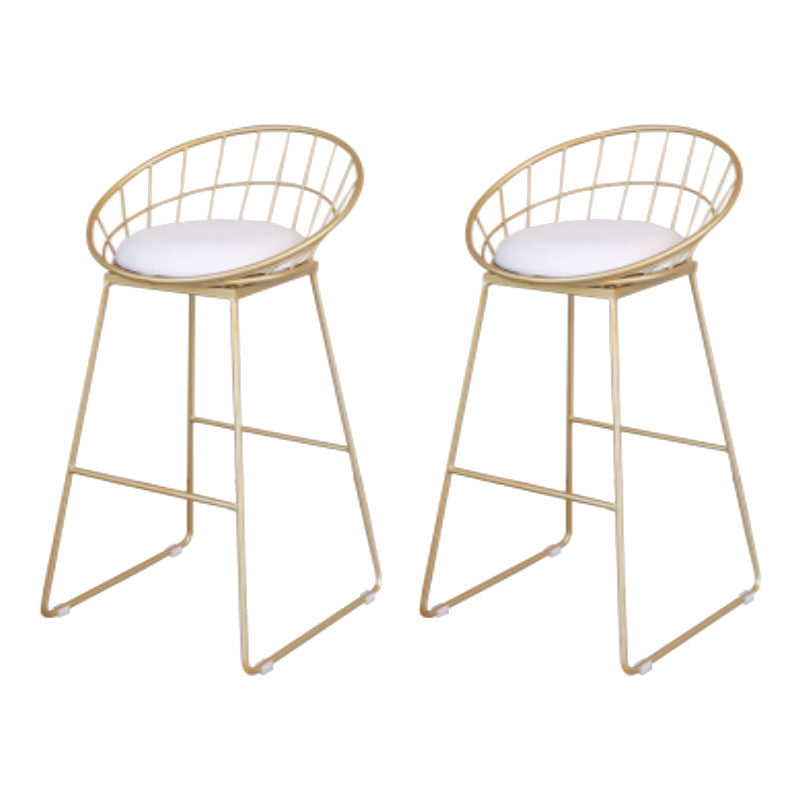 Contemporary Metal Counter Height Stools Bar Stool with Footrest Gold-White 2 Piece Set Clearhalo 'Bar Furniture' 'Bar Stools' 'bar_stools' 'furn' 'furn_bar_stools' 'Furniture' 'Kitchen & Dining Furniture' 6372130